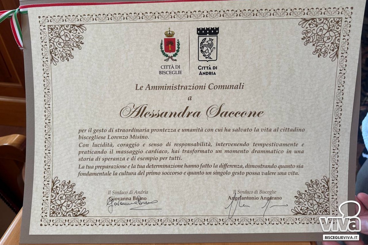 Il riconoscimento per Alessandra Saccone