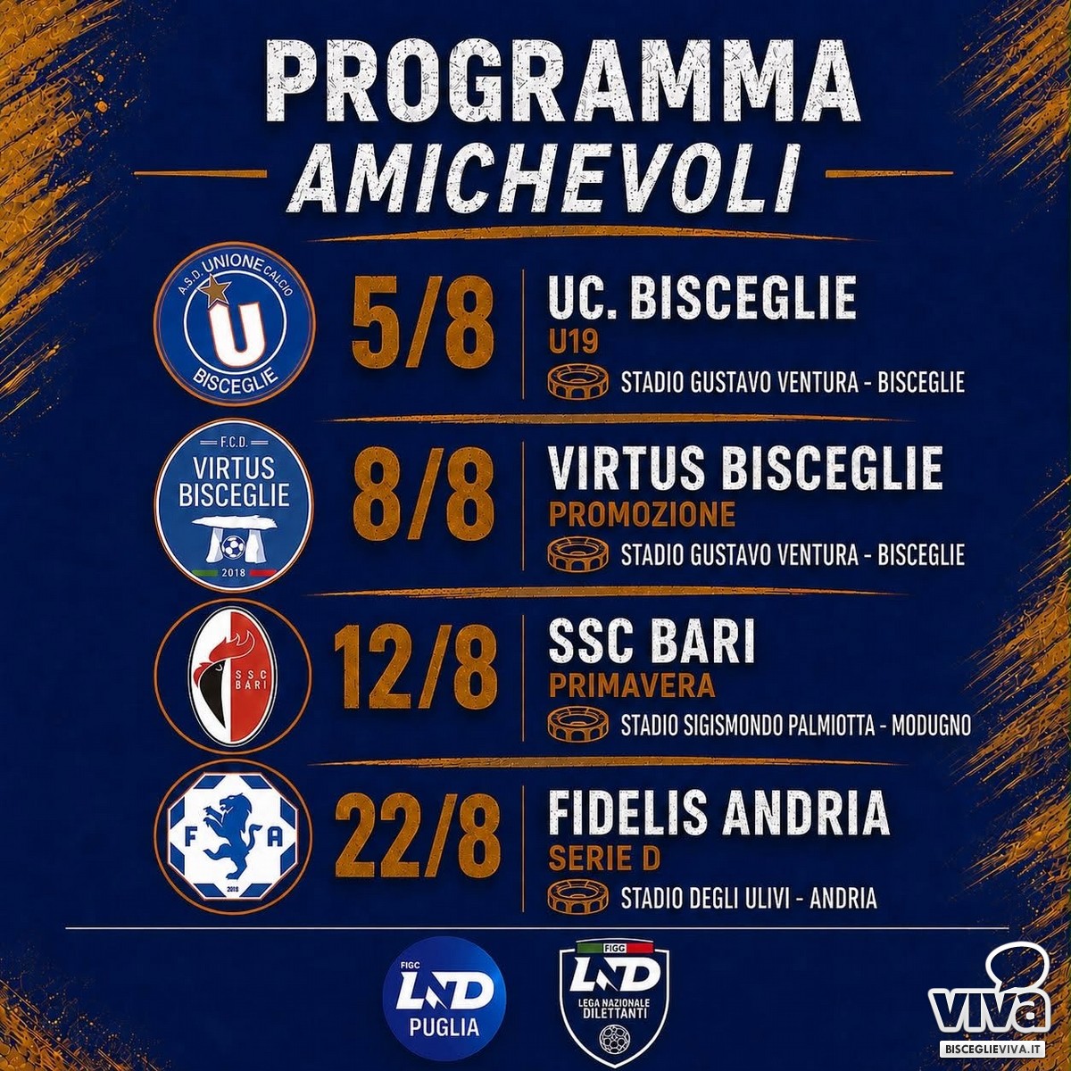 Programma allenamenti Unione Calcio Bisceglie