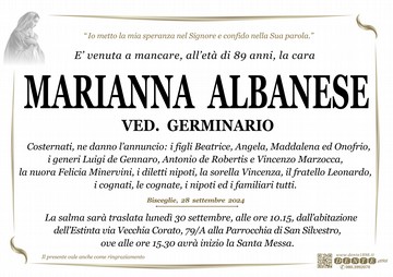 Albanese Marianna Mad Nuova spostamento casa chiesa