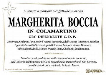 Boccia Margherita Croce Pesci da obitorio sopedale civile