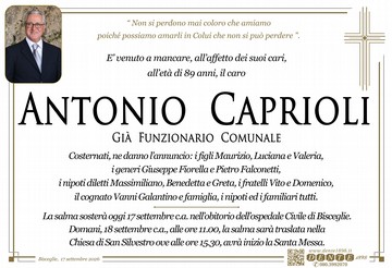 Caprioli Antonio Ospedale trasferimento Chiesa croce semplice