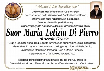 Di Pierro Suor Letizia Cristo vincit
