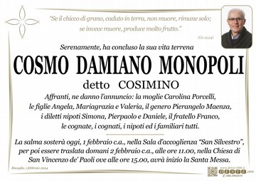 Monopoli Cosmo Damiano Croce pesci San SIlvestro