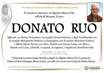 Ruo Donato Funerale fuori paese Cristo Agnello