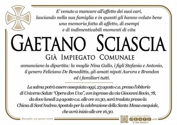 Sciascia Gaetano Croce semplice Abitazione universo Salute Chiesa