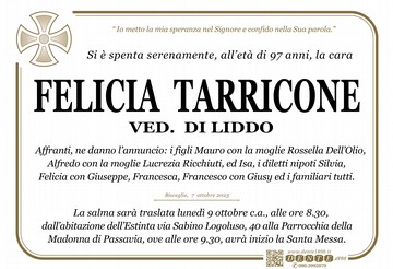 Tarricone Felicia croce tonda abitazione traslazione