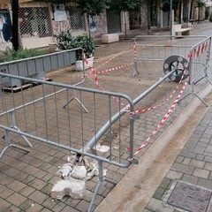 Palo dell'illuminazione abbattuto in via Aldo Moro a Bisceglie