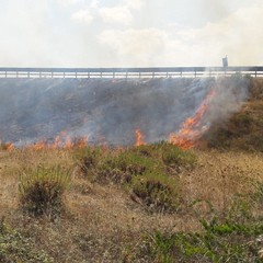 Incendio in zona Lama di Macina