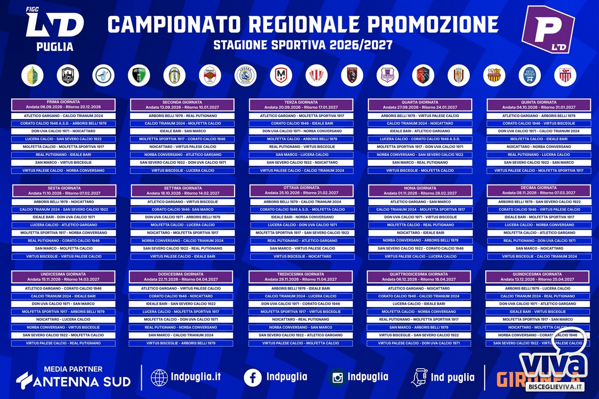 Promozione Puglia girone A, il calendario completo