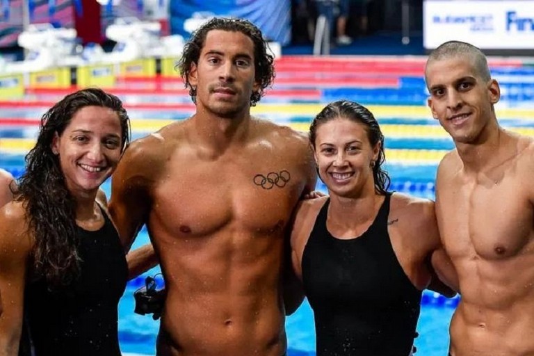 La staffetta italiana della 4x100 misti mista ai Mondiali. <span>Foto Andrea Staccioli - Deepbluemedia</span>