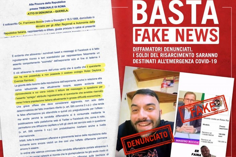 Basta fake news il ministro Boccia denuncia Er Faina