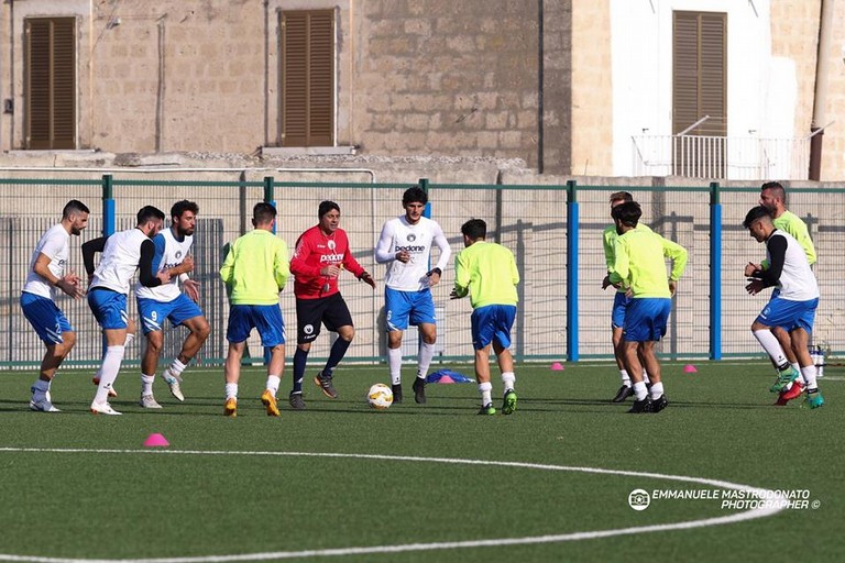 L'Unione Calcio Bisceglie durante un allenamento. <span>Foto Emmanuele Mastrodonato</span>