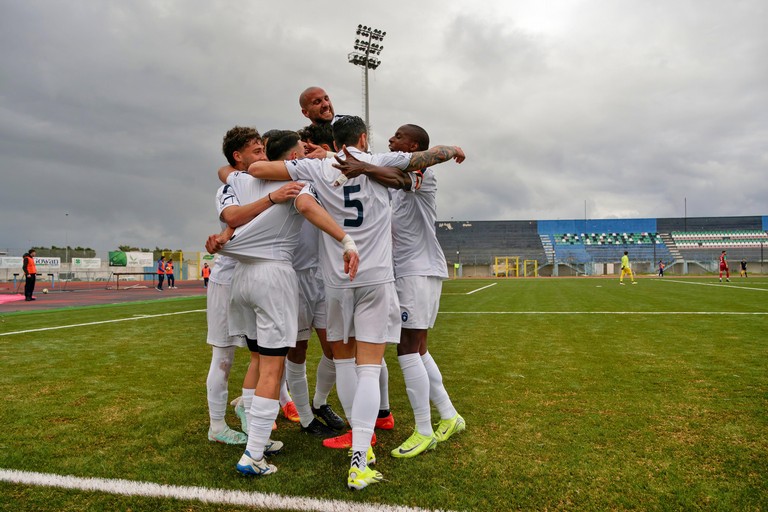 Bisceglie calcio, esultanza. <span>Foto Emmanuele Mastrodonato</span>