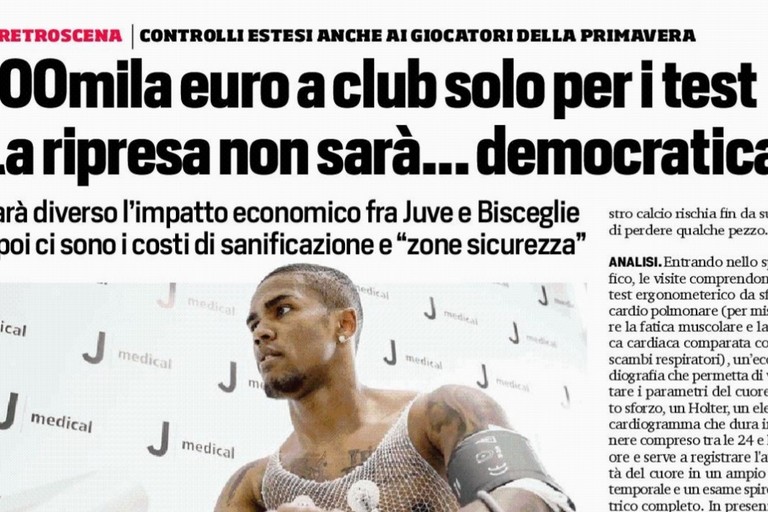 Il sottotitolo del Corriere dello Sport col paragone tra Bisceglie e Juventus