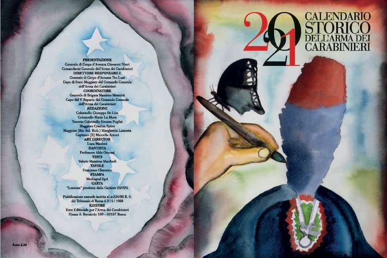 Copertina del calendario dei Carabinieri 2021