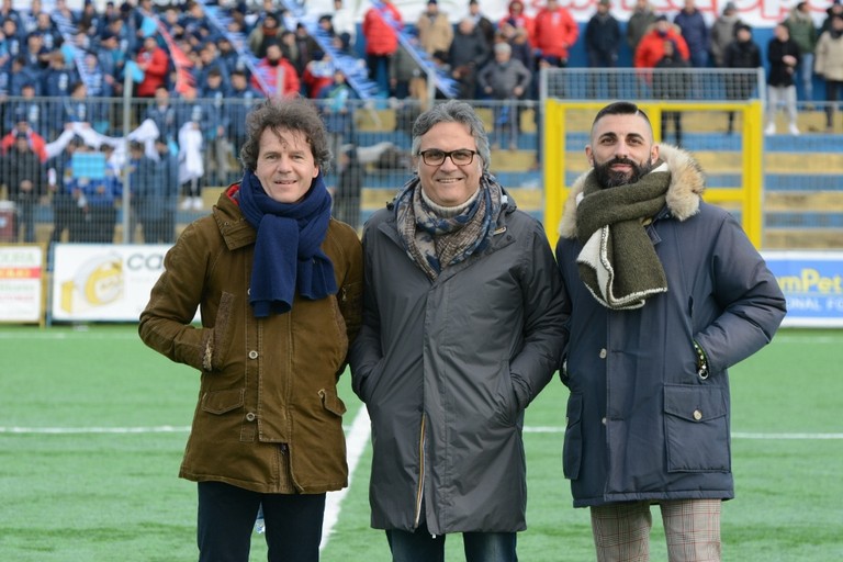 Roberto Storelli, Enzo Pedone e Giuseppe Ruggieri. <span>Foto Ufficio Stampa Unione Calcio Bisceglie</span>