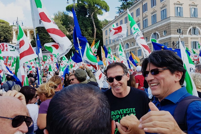 Francesco Boccia alla manifestazione nazionale del Pd in piazza del popolo a Roma