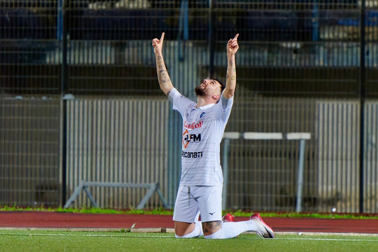 Gaetano Dammacco, autore del secondo gol del Bisceglie. <span>Foto Emmanuele Mastrodonato</span>