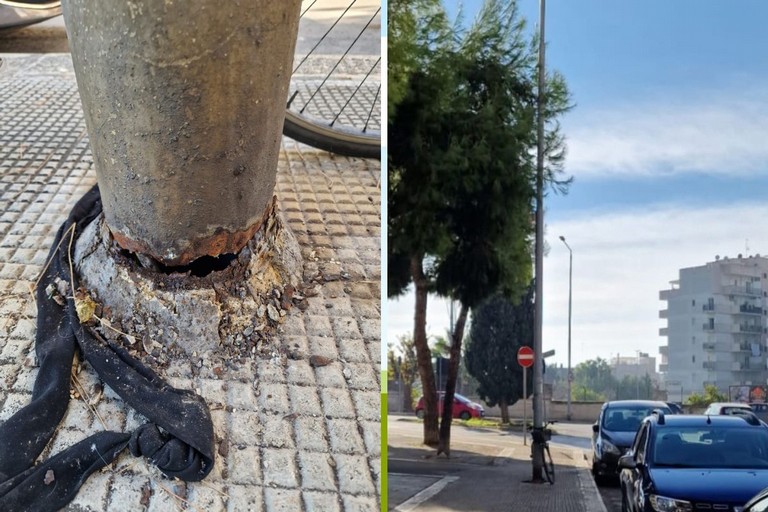 Instabilit del palo della luce in Via Abate Caprioli