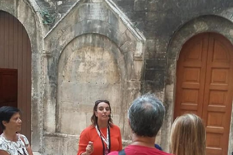 La guida turistica Irene Frisari durante una visita guidata