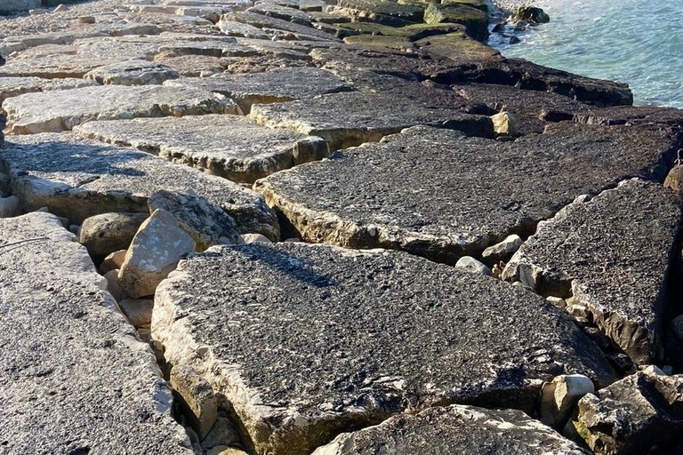 Lastroni su una spiaggia biscegliese