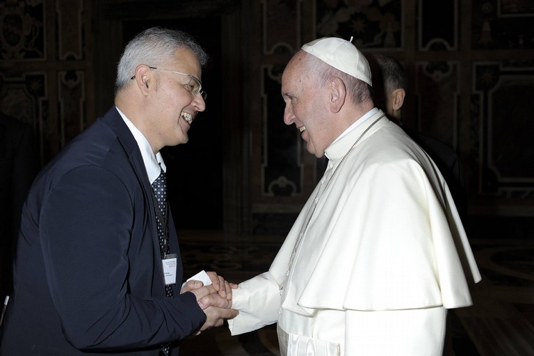 Leonardo Trione con Papa Francesco
