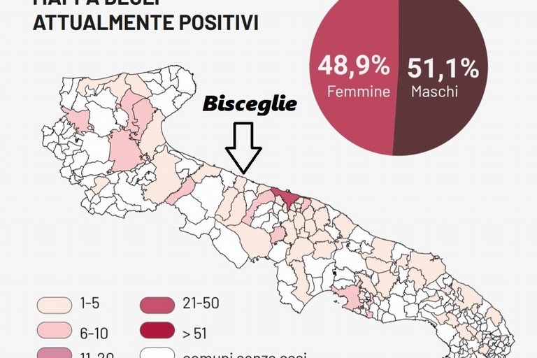 Mappa dei contagi in Puglia aggiornata al 21 giugno