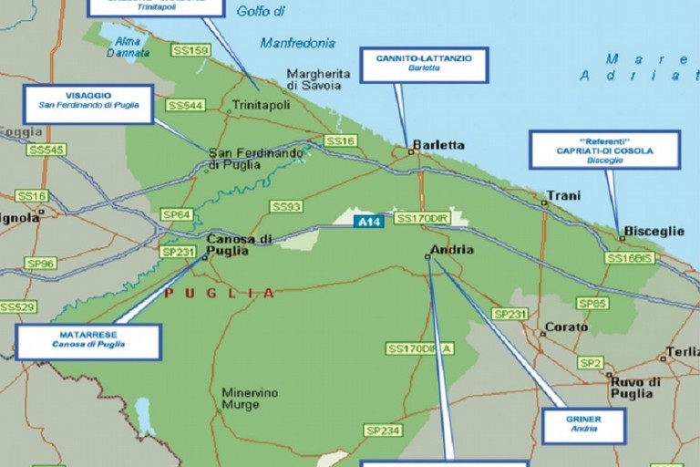 Mappa della criminalità organizzata nella provincia Bat