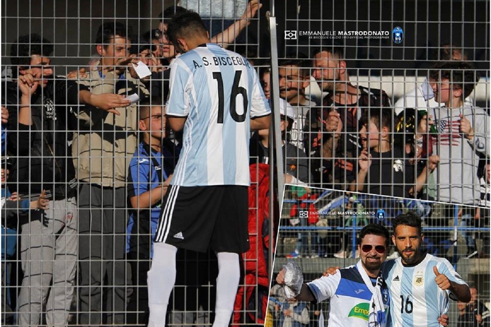 Anibal Montaldi ha festeggiato così il suo sedicesimo gol stagionale. <span>Foto Emmanuele Mastrodonato</span>