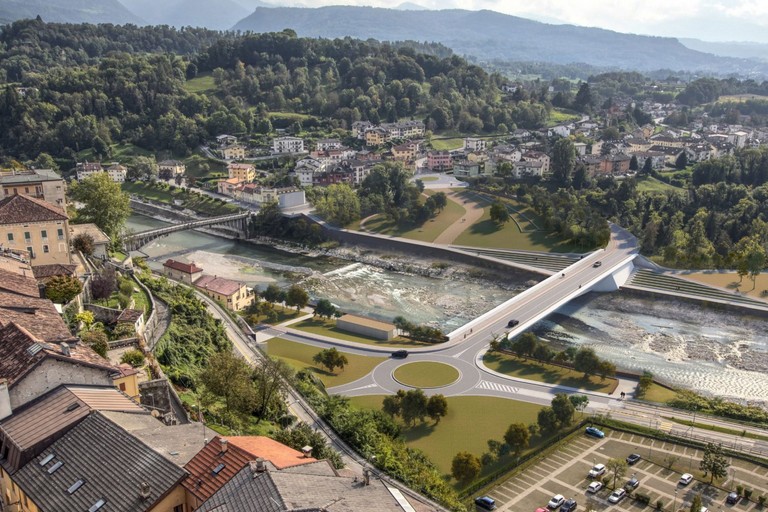 Rendering del nuovo ponte sul Piave a Belluno