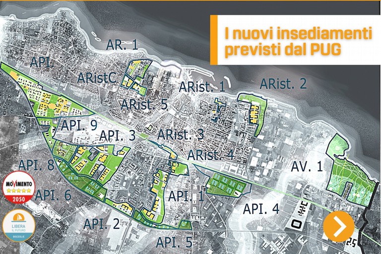 Bisceglie, mappa dei nuovi insediamenti previsti dal Pug