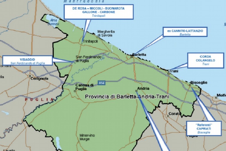 Bisceglie e la Bat nella mappa della seconda relazione semestrale Dia 2020