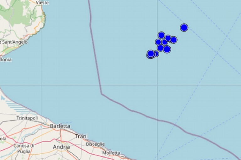 L'attività sismica rilevata al largo delle coste biscegliesi negli ultimi 7 giorni