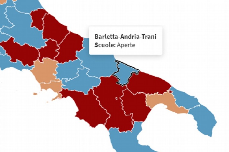 Grafico Youtrend sulla situazione dei contagi in Puglia nel rapporto alle linee guida Cts